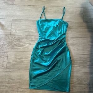 Windsor Teal Satin Mini Dress